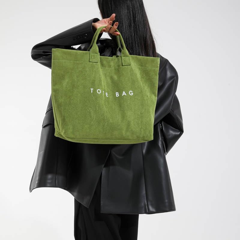 Cohawk Suede Tote Bag for Women Large Soft Tote Bag for Work Travel Letter Print Hobo Bag Fashion Handbag - Image 2